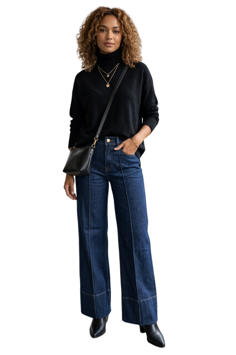 Jeans Wide Leg Azul Osc